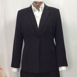 Kasper Petites Black One Button Tailored with Pockets Suit Jacket Blazer Sz.8P